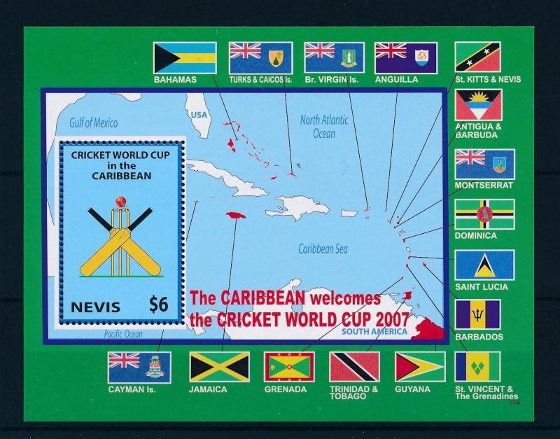 [58126] Nevis 2007 Cricket World Cup Flags MNH Sheet