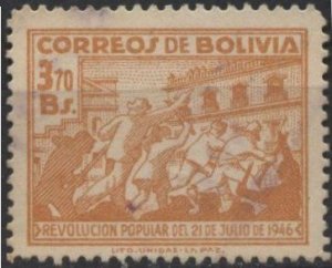 Bolivia 321 (used) 3.70b 1st anniv. of revolution, dull org (1947)