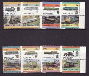 St. Lucia-Sc#807-14-Unused NH set-Trains-Locomotives-1986-