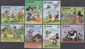 GAMBIA # 1090-7 DISNEY STAMPS CELEBRATING JAPAN's INT'L STAMP EXHIBITION in 1991