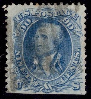 US Stamp #72 USED 90c Blue Washington SCV $600.