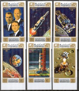 Manama / Ajman 1971 Space Mission Apollo 15 set of 6 Imperf. MNH