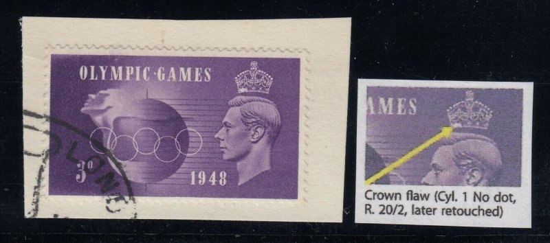 Great Britain, SG 496a, used on piece Crown Flaw variety