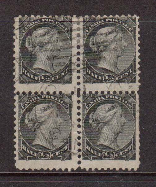 Canada #34 Used With Reverse Imprint Offset Variety Block