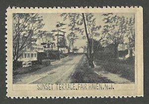 Sunset Terrace, Fair Haven, New Jersey, Early Poster Stamp / cinderella Label