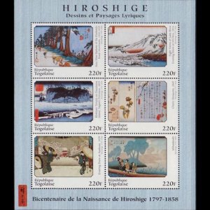 TOGO 1998 - Scott# 1814 Sheet-Hiroshige Ptgs NH