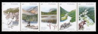 CANADA 1991, Heritage River 1, MNH Strip of 5 # 1325a