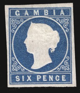 MOMEN: GAMBIA SG #7 IMPERF CROWN CC 1874 MINT OG H £350 LOT #66897*