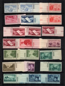 US   21 mint different plate number singles