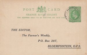 Orange River Colony - Blomfonteine Oct 7, 1913 Local Delivery Card