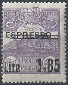 1926 San Marino Espresso overprinted 1v. MNH Sassone n. 129