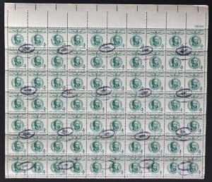 U.S. Used #1117 4c Lajos Kossuth. Sheet of 70. Double Oval Cancel. Scarce!