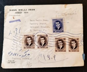 A Bank Meli Iran postal envelope sent from Kermanshah, Iran, to the branch...