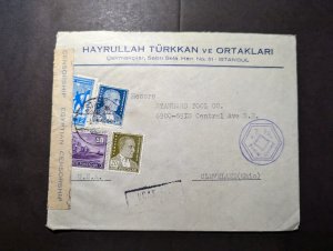 1944 Censored Turkey Cover Istanbul to Cleveland OH USA Standard Tool Co
