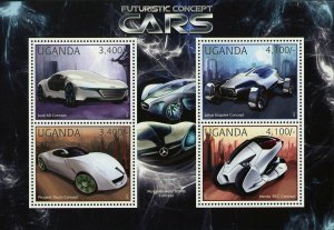 Futuristic Concept Cars Stamp Audi A9 Honda 3R-C Peugeot Touch Concept S/S MNH