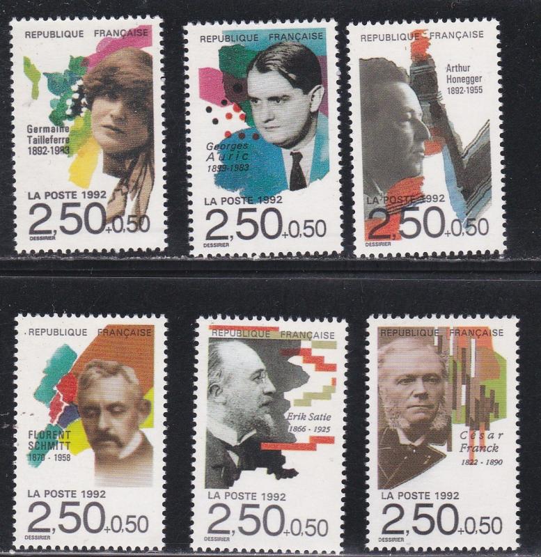 France # B642-647, Composers, NH, 1/2 Cat.