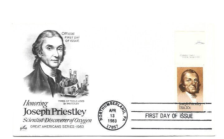 2038 Joseph Priestley, ArtCraft  copy right tab single, FDC