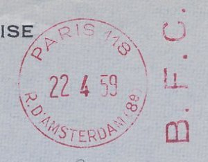 Meter cover France 1959 Amsterdam - Bank