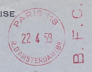 Meter cover France 1959 Amsterdam - Bank