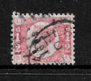 GB QV 1870, ½d BANTAM SG48 / SG49, Plate 10, Letters SI, Good Used