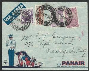 BRAZIL 1934 Panair coer airmail to New York - nice fanking.................59267