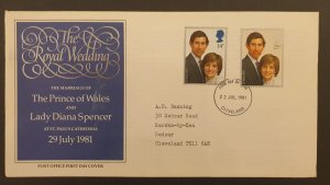 Great Britain First Day Cover Royal Wedding Charles & Diana 1981