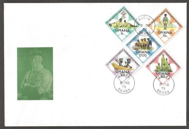 1972 Ghana Boy Scouts 65th anniversary diamond IMPERF FDC