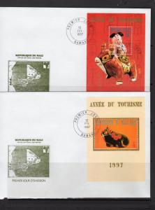 Mali 1997 Chinese New Year of the Ox 2 SS Perforated  FDC (2) Mi.# 109/110