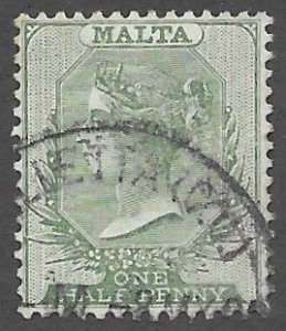 Malta # 8  Victoria  ½d.  Valletta cancel   (1)  VF Used