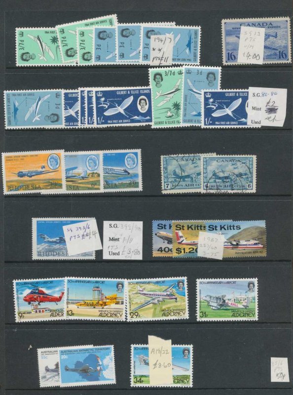 Liberia BAT Gibraltar to 5 Pounds Alderney Jersey Aviation MNH 90+)DW298