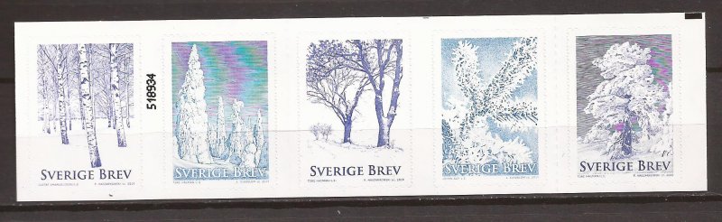 2015 Sweden -Sc 2763 - MNH VF - Strip of 5 -  Winter Trees - cyl 518934