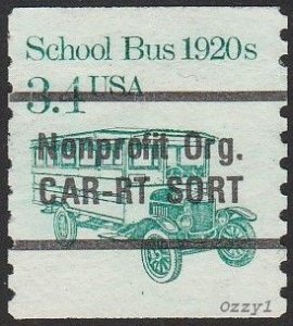 USA #2123a 1985 3.4c Green School Bus PRECANCEL-NG-NH.