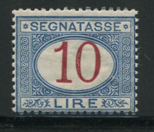 Postage due 10 Lire blue and carmine n. 28 excellent