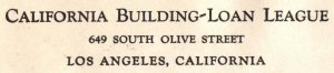 VINTAGE COMPANY CORNER CARD CALIFORNIA BUILDING LOAN LEAGUE LOS ANGELES CAL