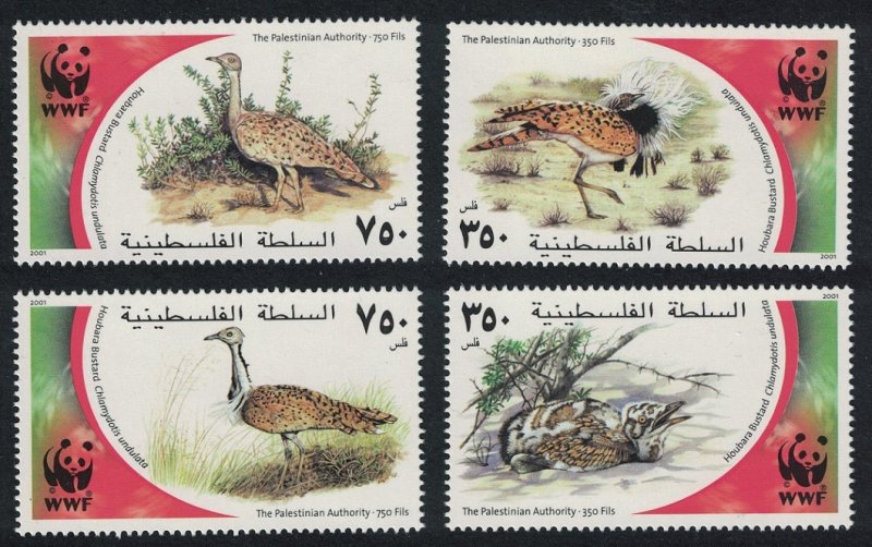 Palestine Birds WWF Houbara Bustard 4v 2001 MNH SC#150a-d SG#PA204-PA207