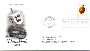 FDC 2004 SC #3880 Hanukkah - New York, Ny - Single - J3151