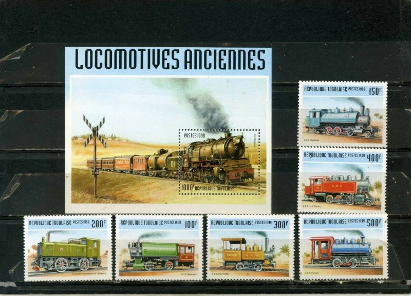 TOGO 1999 Sc#1911H-1911N LOCOMOTIVES /TRAINS SET OF 6 STAMPS & S/S MNH 