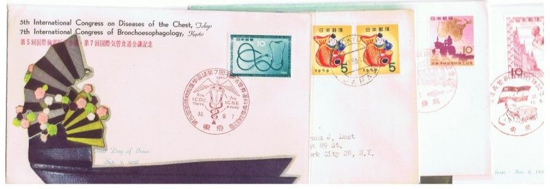 4 Japanese fdc from 1958 and 1959