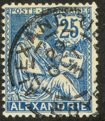 FRANCE OFFICES IN EGYPT ALEXANDRIA 1902-13 25c Blue Sc 24 VFU 1913 PMK