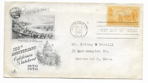 US 997 (Me-4) 3c California Statehood FDC Artcraft Cachet ECV $7.50