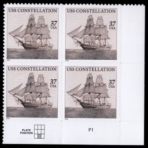 Scott #3869 USS Constellation Plate Block of 4 Stamps - MNH