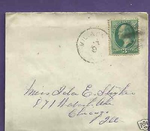 #147  MILWAUKEE & CHICAGO RR/RPO -  c1874 US POSTAL HISTORY COVER.