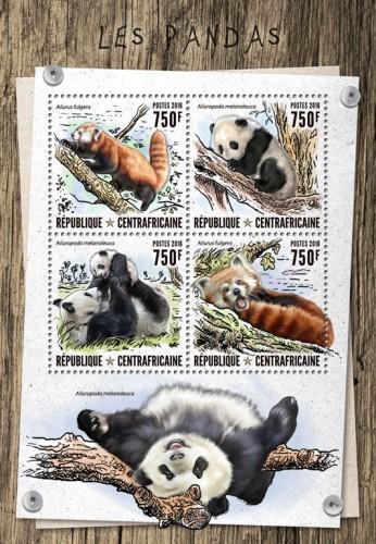 CENTRAFRICAINE 2016 SHEET PANDA BEARS WILDLIFE