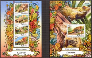 Maldive Islands 2017 Reptiles Lizards sheet + S/S MNH