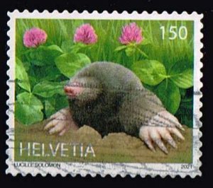 Switzerland 2021,Sc.#1800 used European Mole (Talpa europaea)