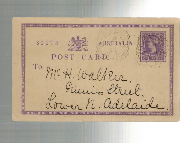 1892 Mt Barker Australia postal stationery postcard cover to Lower N Adelaide
