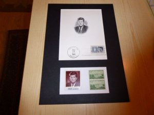 President John F. Kennedy JFK 1964 USA Card and Stamps mount size A4