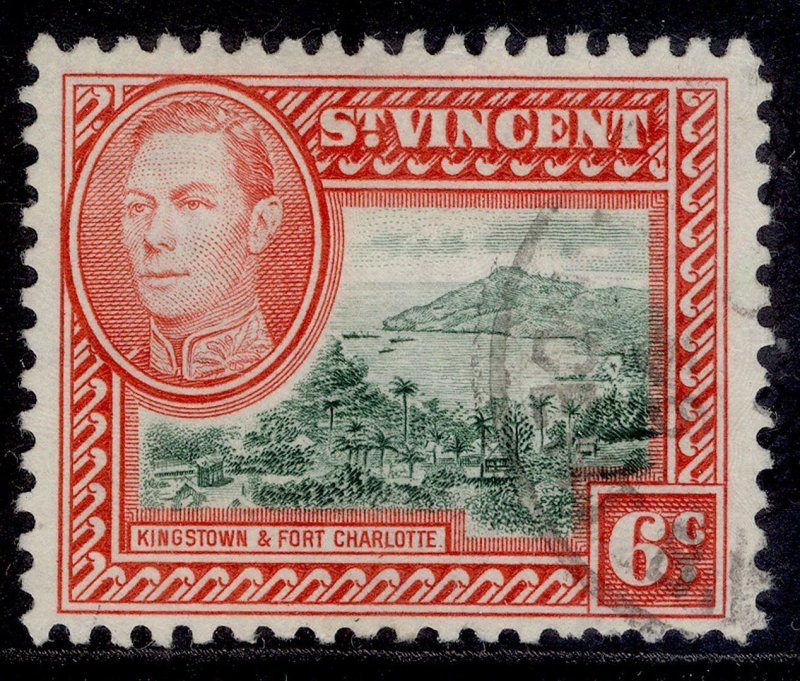 ST. VINCENT GVI SG169a, 6c green & scarlet, FINE USED.