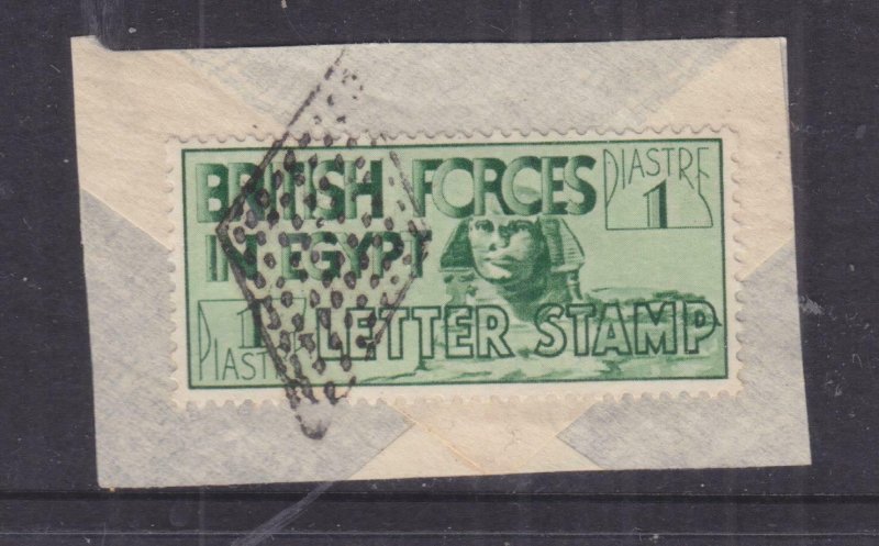 BRITISH FORCES IN EGYPT, 1934 Letter Seal, 1p. Green used on small piece.