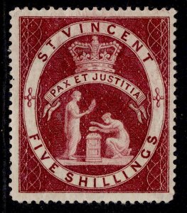 ST. VINCENT QV SG53, 5s lake, LH MINT. Cat £30.